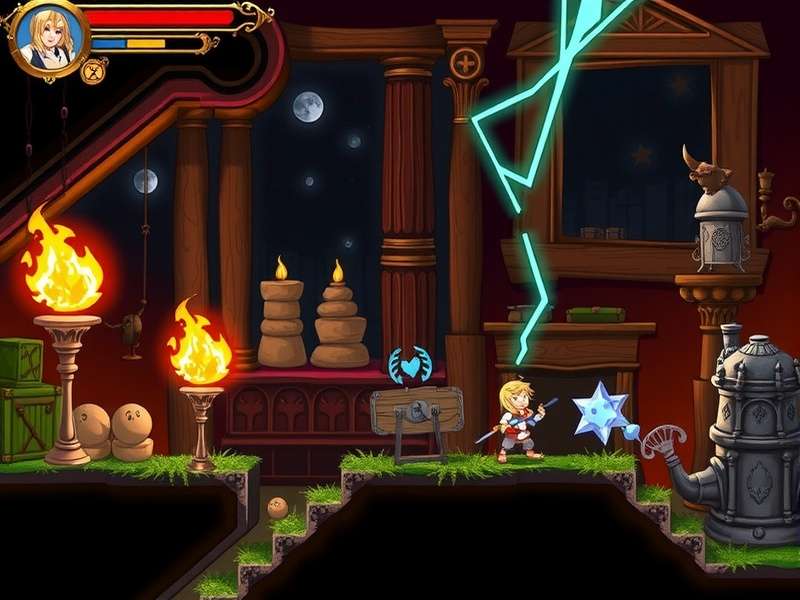 American McGee's Alice gameplay screenshot showing Alice with Vorpal Blade in twisted Wonderland