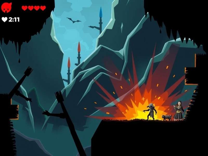 Alice facing multiple enemies in a dark Wonderland scene