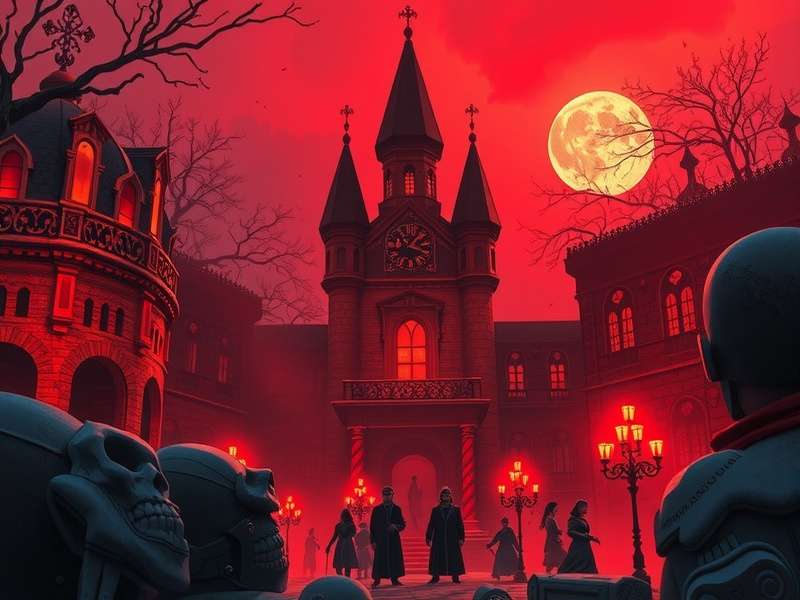 Alice Game character facing dark forest with eerie glow