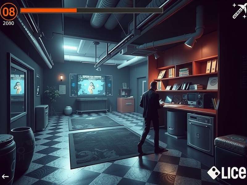 Agent Alice gameplay screenshot showing a detailed hidden object scene in a Victorian library