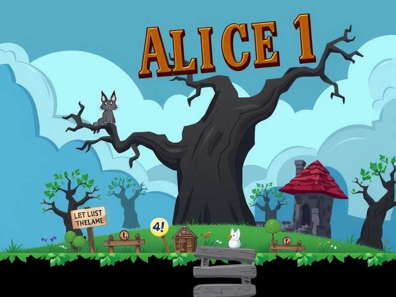 Alice Game 1 gameplay screenshot showing Wonderland environment