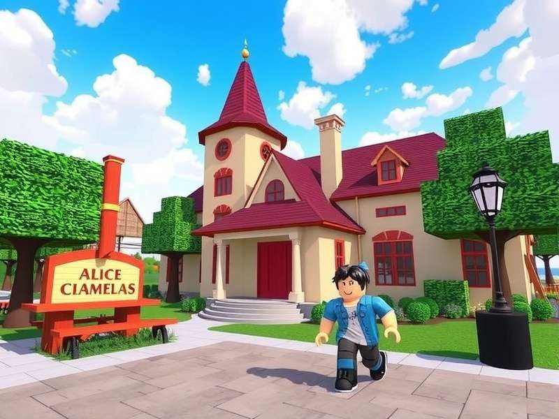 Alice Gamer Roblox gameplay scene showing a fantastical world with characters and puzzles