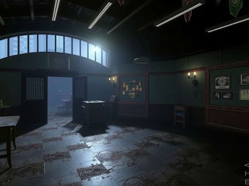 Gameplay screenshot from Resident Evil Project Alice showing Alice in a dark corridor aiming a handgun