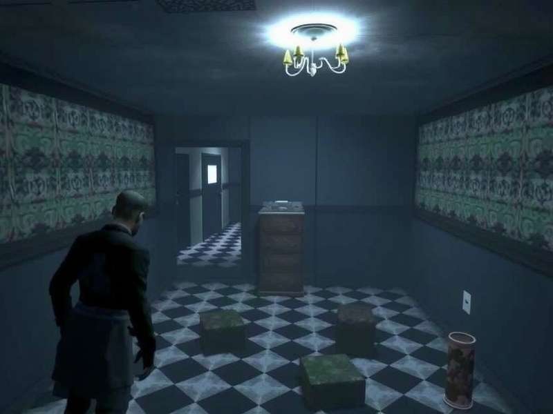 Resident Evil Alice Game atmospheric scene showing dark corridor with eerie lighting