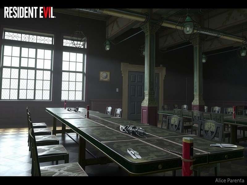 Resident Evil Alice Game development concept art showing creature designs