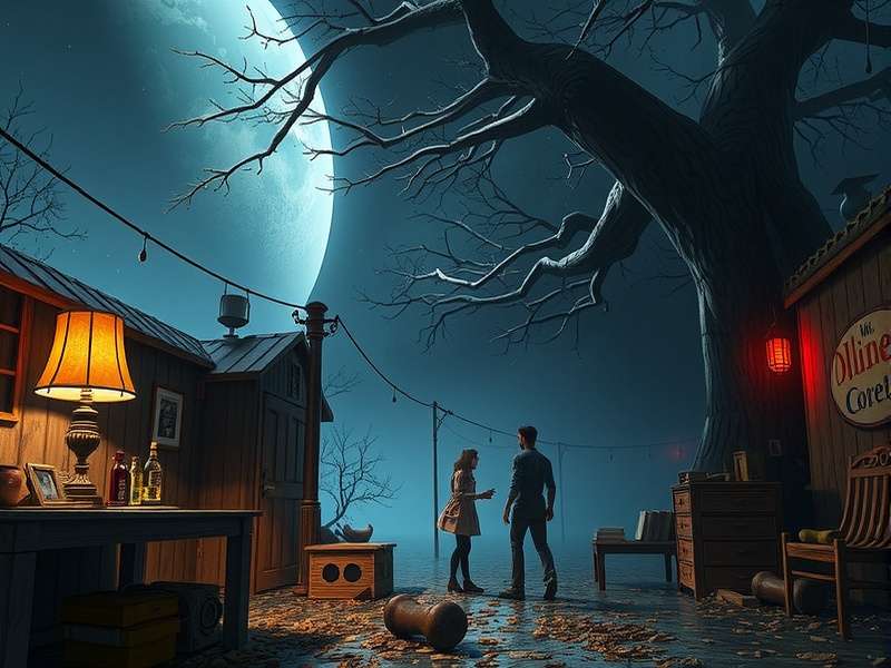Mysterious game scene from Who Killed Alice with dark atmosphere and clues