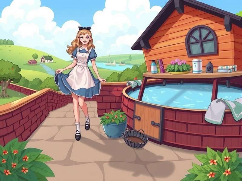 Alice Game 1 Rpg surreal landscape with cards and clocks