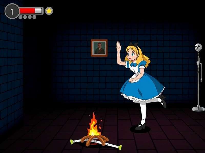 Alice facing the Jabberwock in American McGee's Alice, a key moment with unique death animations
