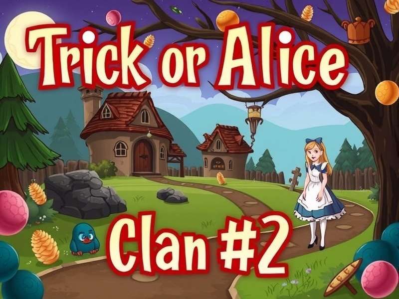 Trick Or Alice Game Download – Dark fantasy Wonderland scene with Alice and the Cheshire Cat