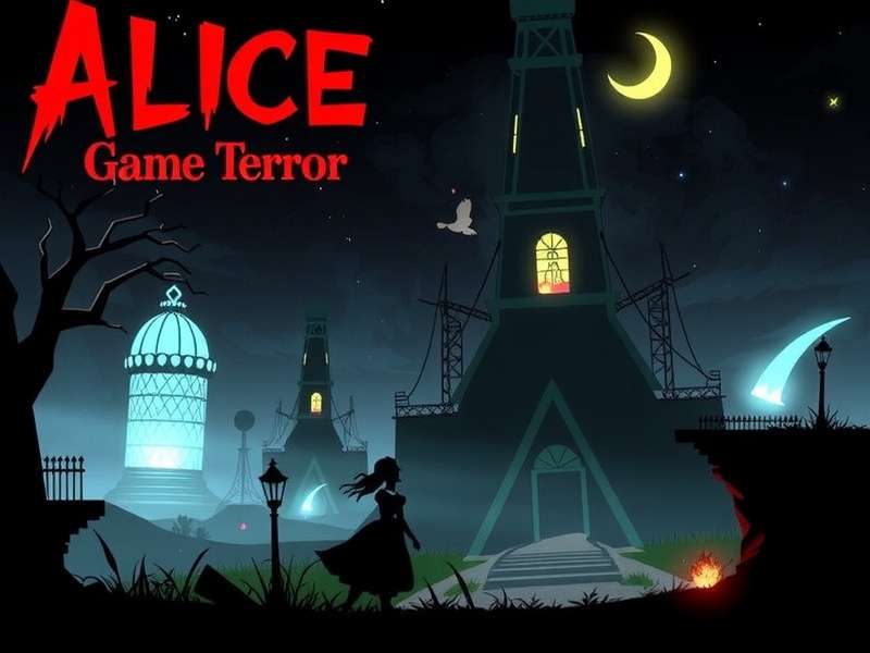 Alice Game Terror – immersive horror game scene with Alice in a dark wonderland