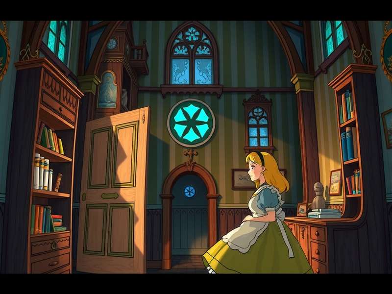 Alice game concept art showing the dark Wonderland landscape with iconic imagery