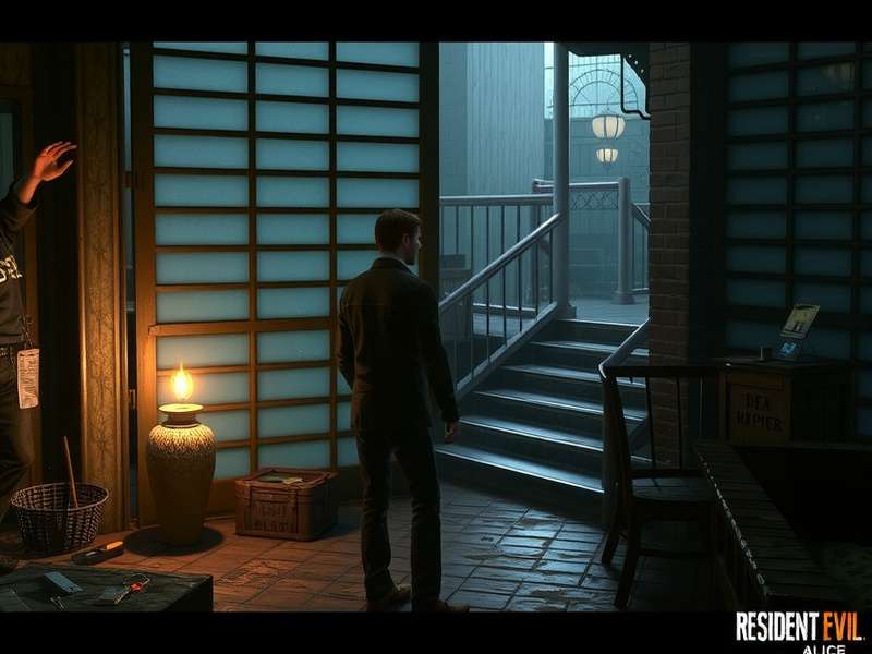 Resident Evil Alice Game – epic scene of Alice wielding her signature blade in a neon-lit corridor