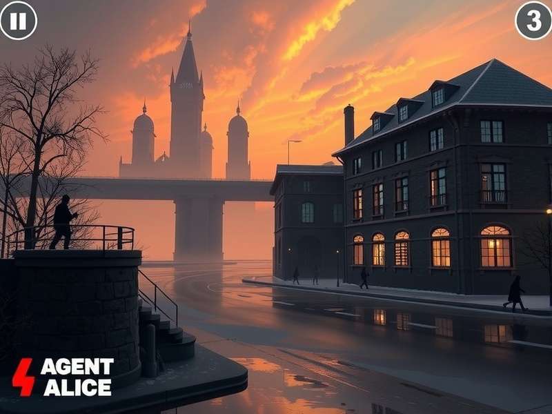 Agent Alice game download – hero scene showing Alice in a mysterious adventure